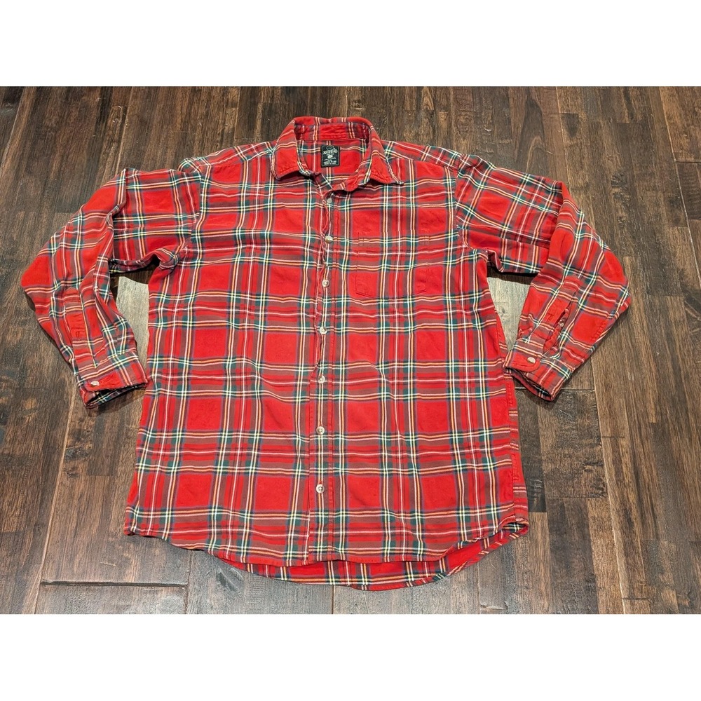 Red Head Co. Mens Large Tall Long Sleeve Button‎ Red Plaid Flannel Soft Bass Pro